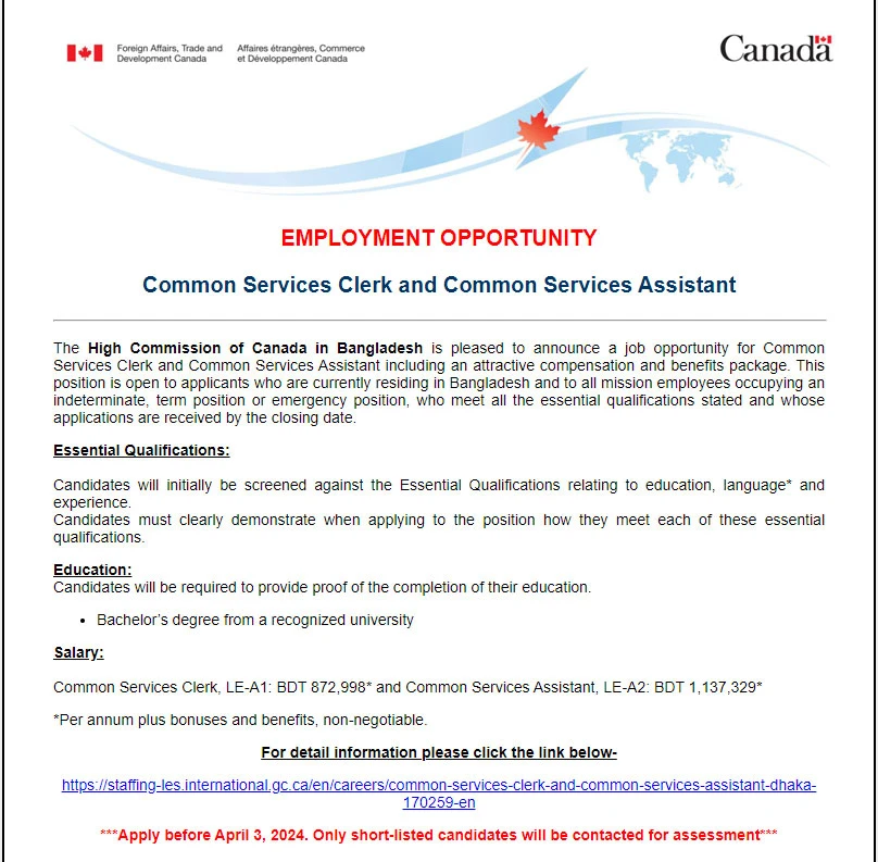 Canada High Commission Job Circular